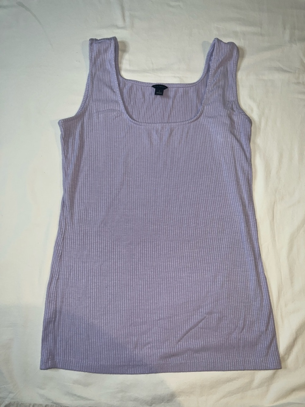 Ann Taylor Lilac Ribbed Square-Neck Tank Top